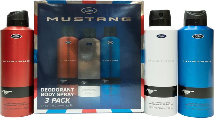 Actual product image Mustang Ford Deodorant Spray 6.8 Fl Oz - Pack of 3 (Spray, 200 ml)