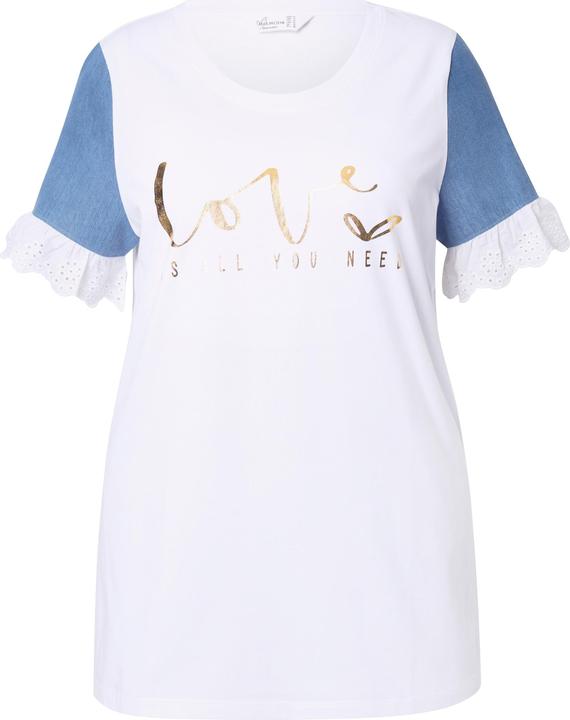 Produktbild Miamoda T-Shirt, A-Linie, farbiger Web-Halbarm, Schriftzug (44)