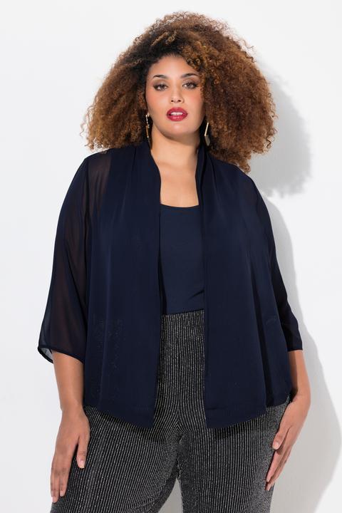 Produktbild Ulla Popken Chiffonjacke, Oversized, Schalkragen, 3/4-Arm (42, 44)