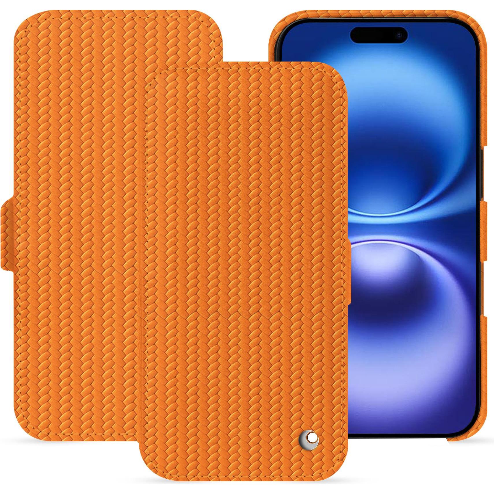 Noreve Lederschutzhülle horizontal (Apple iPhone 16), Smartphone Hülle, Orange
