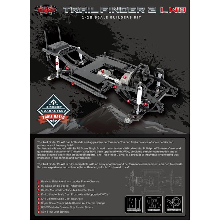 Actual product image Rc4Wd Scale Crawler Trail Finder 2 LWB Chassis Kit, 1:10 (Kit)