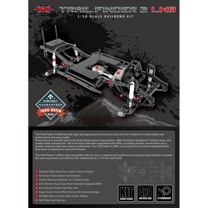 Produktbild Rc4Wd Scale Crawler Trail Finder 2 LWB Chassis Bausatz, 1:10 (Kit)