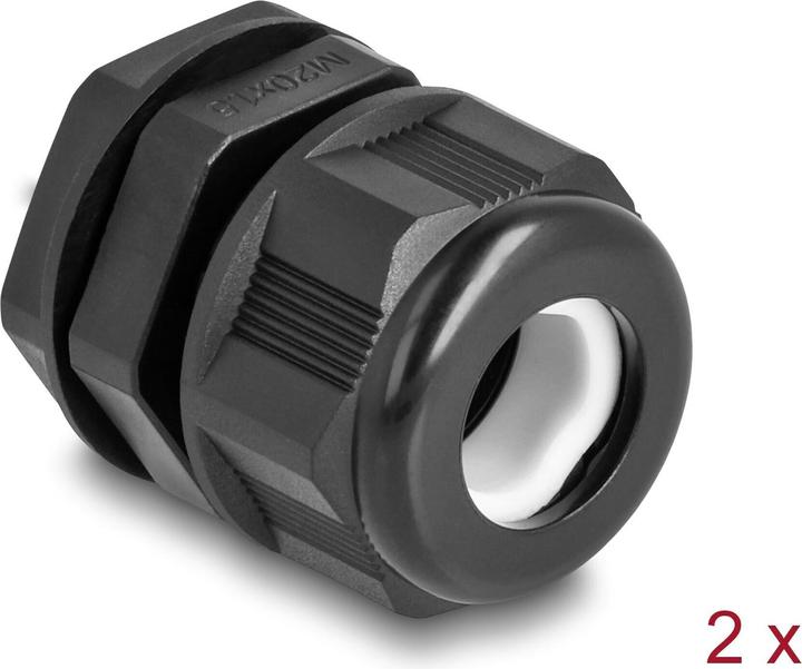 Delock Kabelverschraubung M20, schwarz 2 Stück