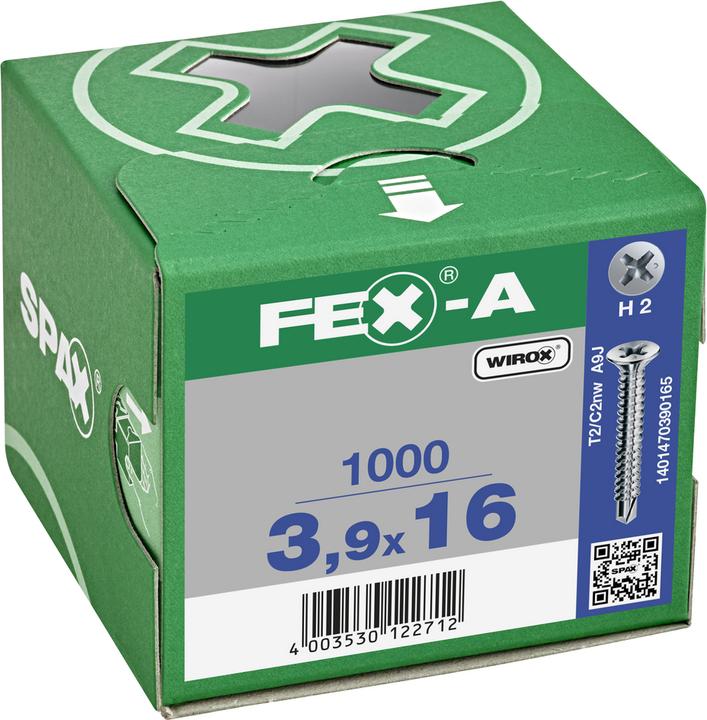 Produktbild Spax Fex-A Senkkopf Fraesrippen Kreuzschlitz H2 Bohrspitze Wirox (1000 Schrauben pro Stück)