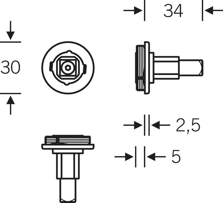 Actual product image FSB Push-in handle 15 1267 on mini rosette, door thickness 49-58 mm, satin stainless steel (Door handle)