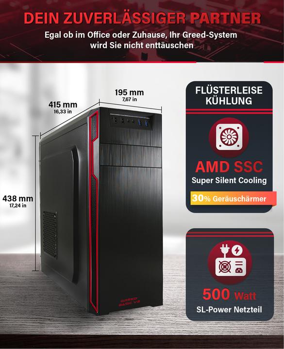 Produktbild Greed V2 Basic - Office PC - AMD Ryzen 5 (256 GB, 8 GB, AMD Ryzen 5 4600G)