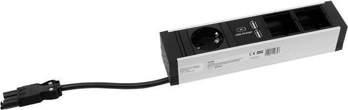 Image du produit Bachmann VENID 2x contact de protection 2x ABD 1x USB-Charger noir (2x, CEE 7/3)