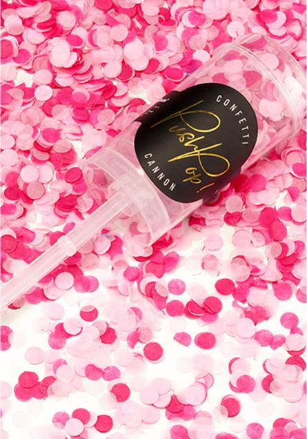 Productafbeelding Partydeco Confetti Cannon Push Pop Ø 8 mm, 1 stuk, Roze (1 Pcs.)