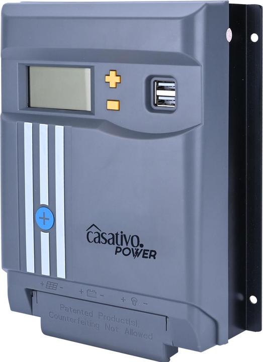 Image du produit Casativo Régulateur de charge solaire MPPT pour batterie 12/24V, 40A, y compris 2 ports USB-A, écran LCD