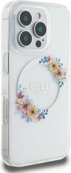 Image du produit Guess GUHMP16LHFWFCT iPhone 16 Pro 6.3" przeźroczysty/transprent hardcase IML Flowers Wreath MagSafe (Apple iPhone 16 Pro)