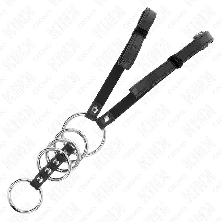 Produktbild Kink 5 PENISRINGE 3,8 CM BIS 5 CM METALL MIT LEDERGURT 112 CM (3.80 cm)