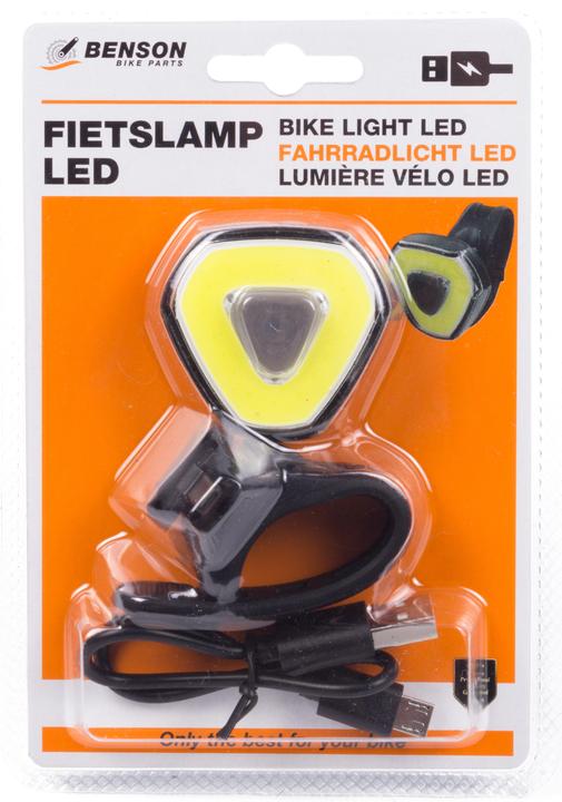 Actual product image Benson Fahrradlicht LED USB wiederaufladbar weiss