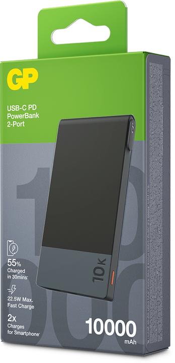 Actual product image GP Batteries PowerBank MP10B 10000mAh USB-C USB-A (10000 mAh, 22.50 W, 37 Wh)