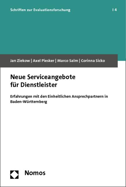 Produktbild Neue Serviceangebote für Dienstleister (Deutsch, Axel Piesker, Corinna Sicko, Jan Ziekow, Marco Salm, 2014)