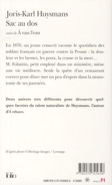 Image du produit Sac au dos, suivi de A vau l'eau (Français, Joris-Karl Huysmans, 2007)