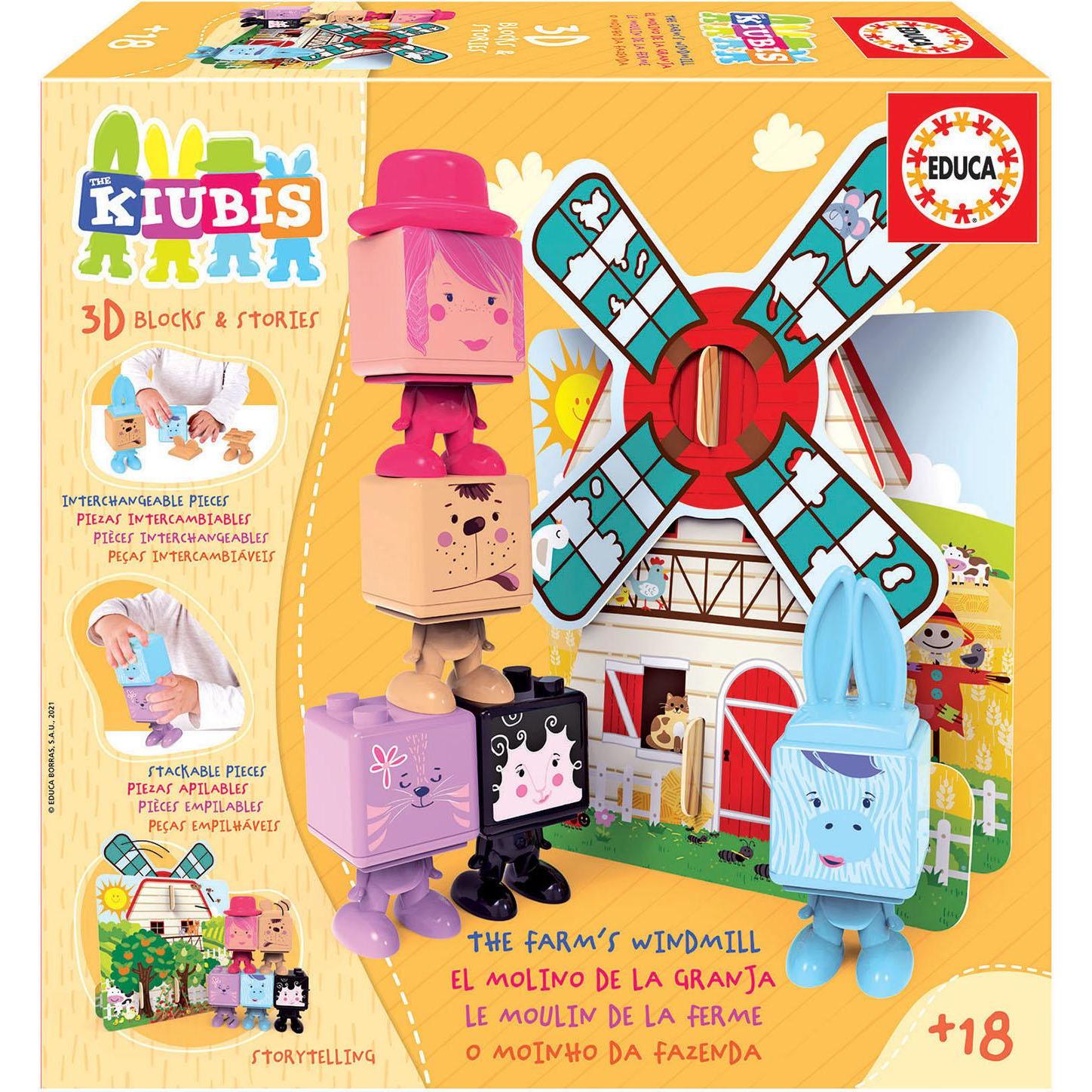 Educa 19223 Construction - Educational toy with cubes, Agricultural mill from 2+ years