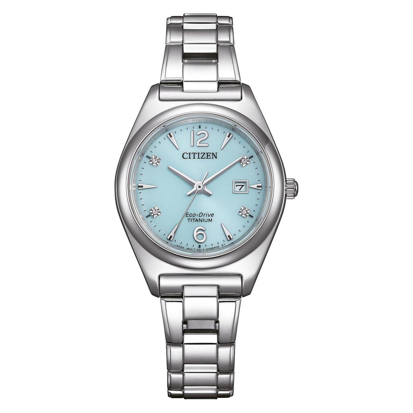 Citizen, Armbanduhr, EW2601-81M Eco-Drive Titanium Damenuhr 29mm 10ATM, Blau, (Analoguhr, 29 mm)