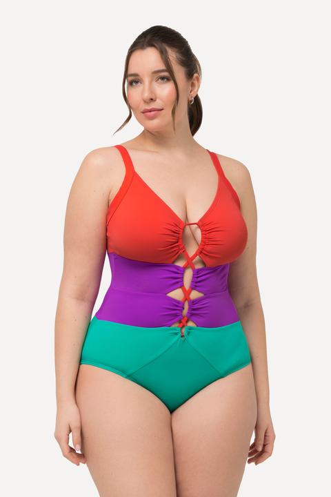 Produktbild Ulla Popken Badeanzug, Colorblocking, Softcups, Aussparungen, recycelt (56)