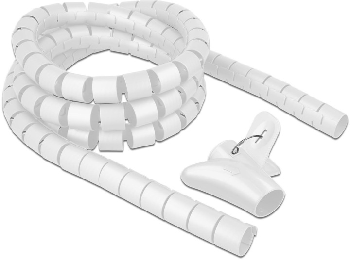 Actual product image Delock Spiral hose with retractable tool 2.5 m x 30 mm white (Cable spiral hose, 250 cm)