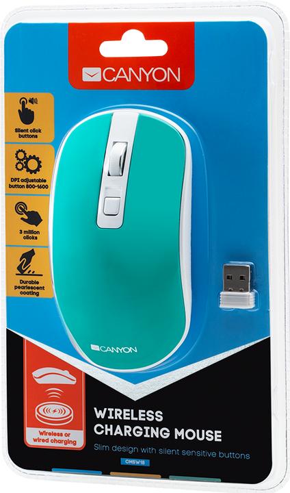Produktbild Canyon Wireless rechargeable mouse with silent buttons MW-18, Aquamarine (Kabellos)