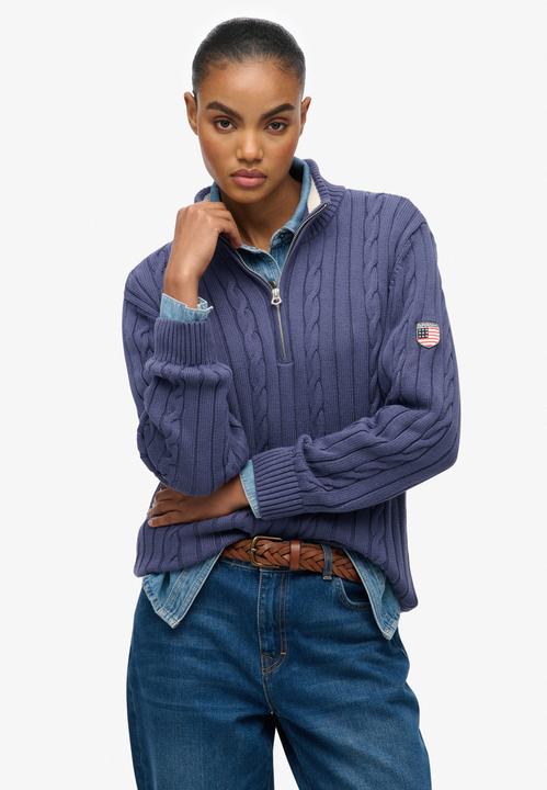 Produktbild Superdry Damen lässiger Strickpullover mit halbem Reissverschluss (L)