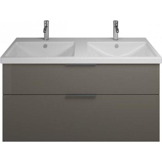 burgbad, Badmöbelset, Eqio Keramik-Doppelwaschtisch inklusive Waschtischunterschrank, Breite 1230 mm