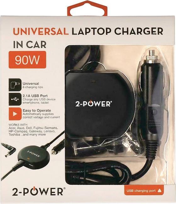 Immagine prodotto 2-Power Caricabatterie universale per laptop da 90W per auto (90 W)