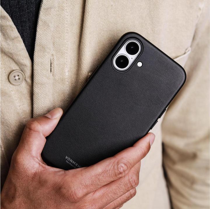 Immagine prodotto Vonmählen Back Cover Like Leather iPhone 17 Black, Grundfarbe (Apple iPhone 17)
