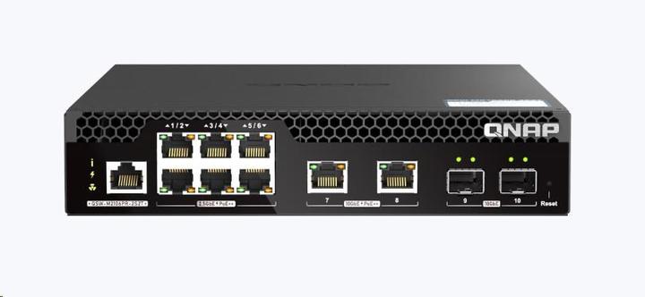 Productafbeelding QNAP QSW-M2106P-2S2T 6 poorten 2,5GbE RJ45 met PoE 802.3bt 90W (10 ports)