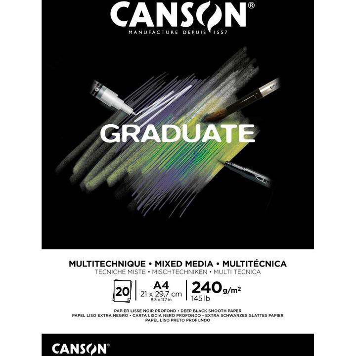 Produktbild Canson Studienblock GRADUATE MIXED MEDIA, schwarz, DIN A4 (A4, Blanko)