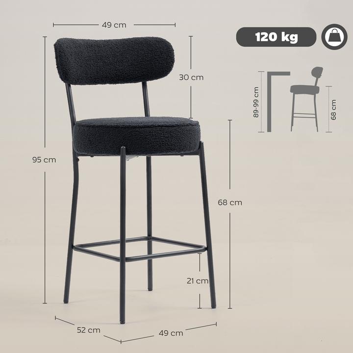 Produktbild Homcom Barhocker Polyester, Stahl Schwarz