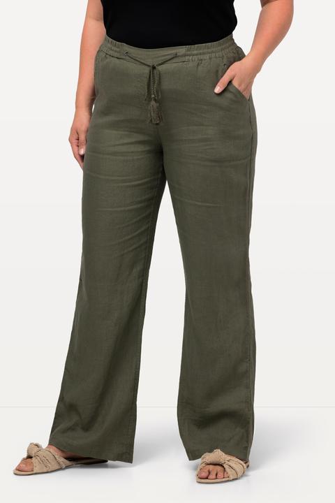 Produktbild Ulla Popken Leinenhose Mary, Elastikbund, weites, gerades Bein (54)