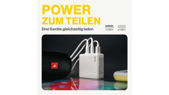 Productafbeelding Aqiila Chargebird W4 - GaN Wandlader, 120W PD - Wit (120 W, 3 ports)