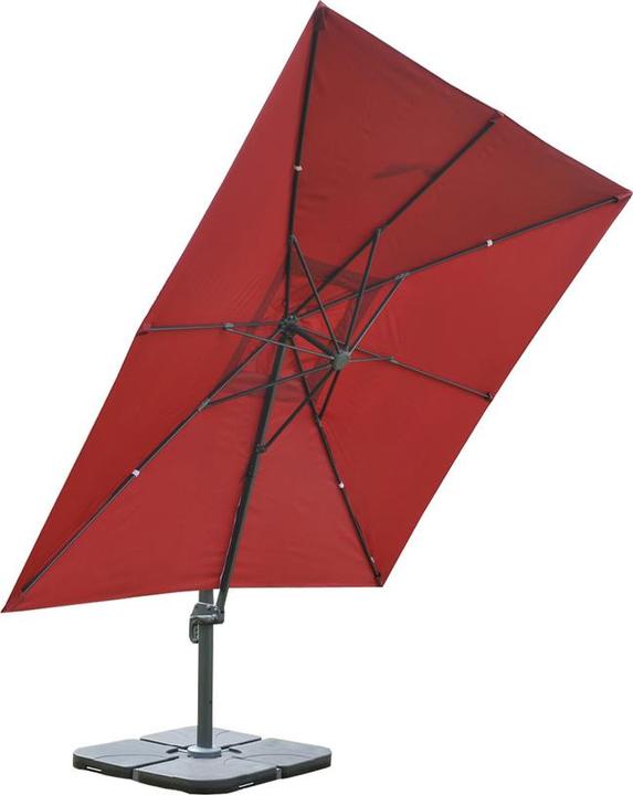 Actual product image Swisshandel24 Traffic light umbrella, gastronomy parasol, 3x3m (Ø4,24m) polyester/aluminium 23kg, bordeaux with (3 m)