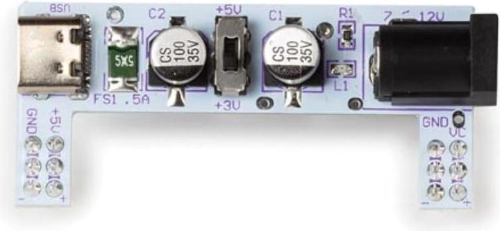 Actual product image Whadda WPM467 Breadboard 3.3V / 5V Power Supply Module
