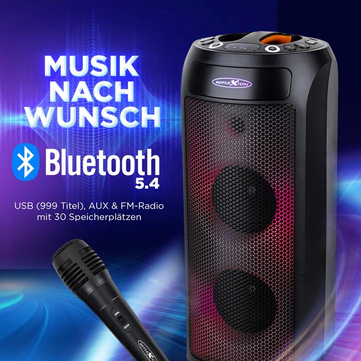 Actual product image Reflexion PSX30BT Disco speaker with radio, Bluetooth, USB, AUX-IN and rechargeable battery (PSX30BT) (Active)