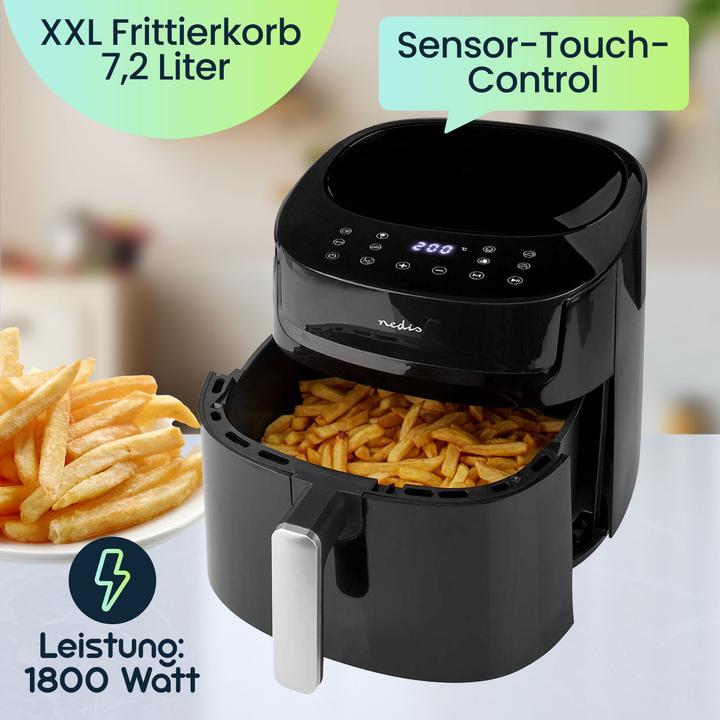 Productafbeelding Nedis Heteluchtfriteuse | 7,2 l | Timer: 240 min | Aantal vooraf ingestelde programma's: 8 | Digitaal |