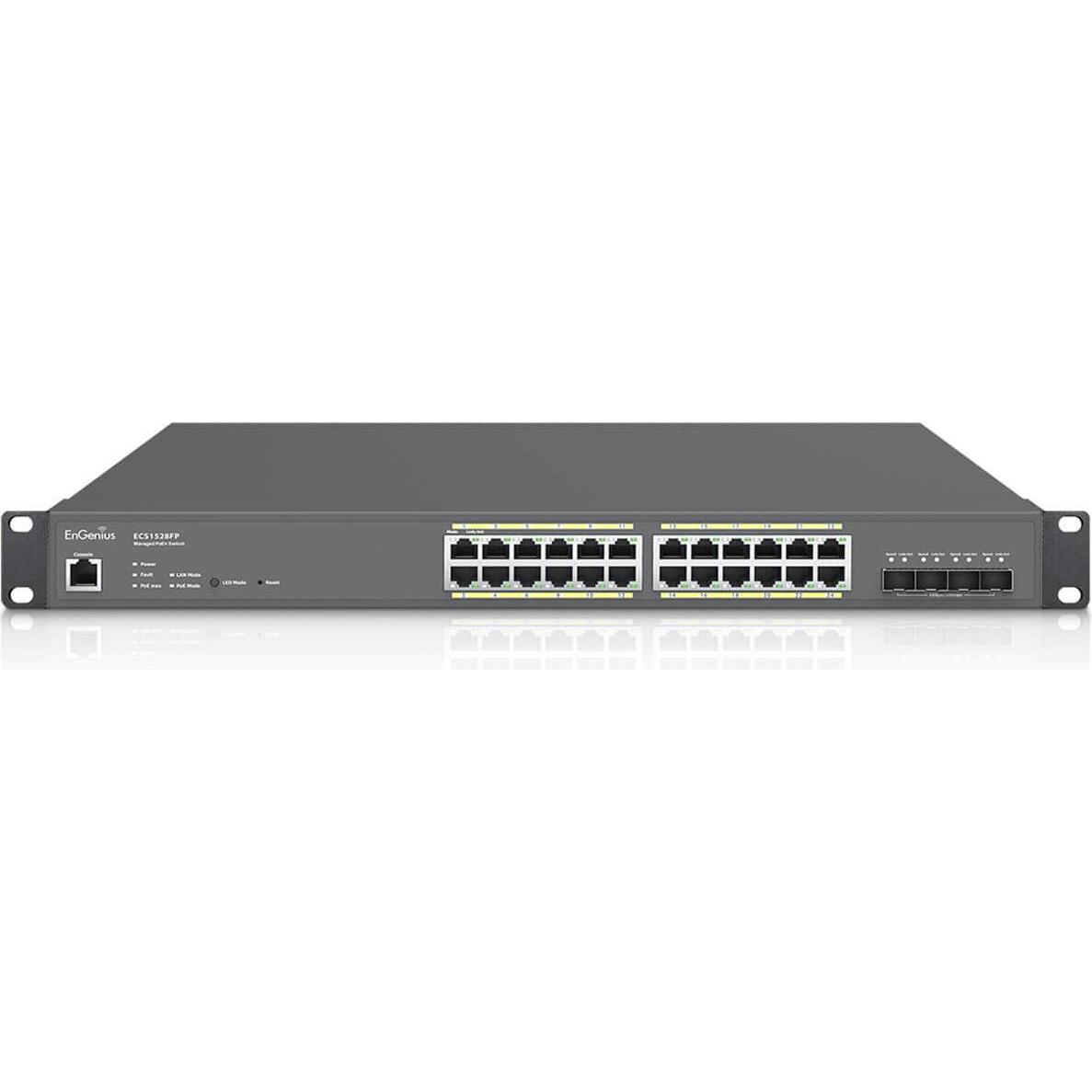 Thumbnail - EnGenius ECS1528FP 24 + 4 SFP+ L2 Cloud POE (24 Ports), Netzwerk Switch, Schwarz