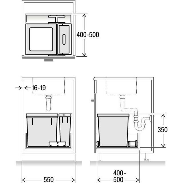 Thumbnail - Müllex Kehrichtbehälter X-LINE X55 M7, Abfalleimer, Grau