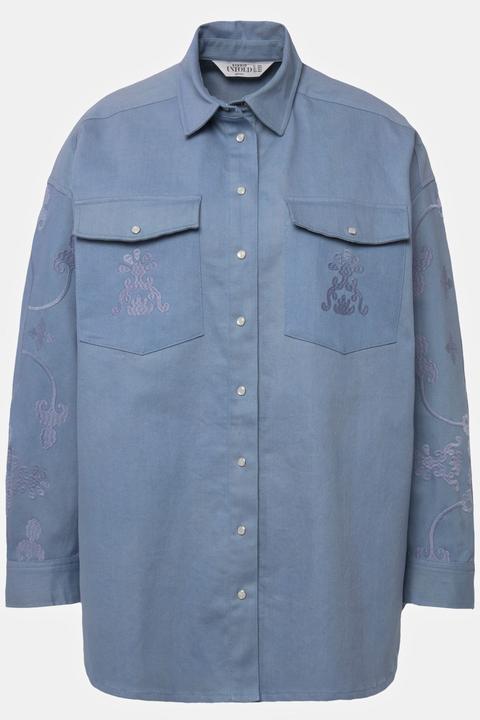 Immagine prodotto Studio Untold Camicia di jeans dal taglio oversize con ricami, collo da camicia e maniche lunghe (50, 52)