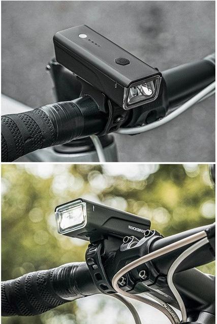 Actual product image Rockbros 24510003001 front bicycle light 260 lm + USB-C - USB-A cable - black (260 lm, 260 lm)