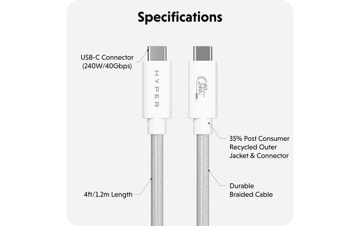 Image du produit Targus Câble de performance HyperDrive USB4 (1.20 m, USB 4.0, 240 W)