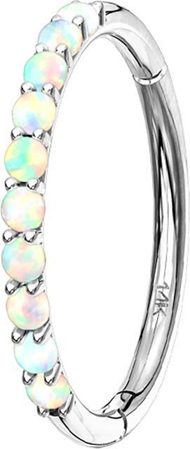 Produktbild Star Piercing Micro Segmentring klappbar 14k weissgold seitlich Opale weiss (ohne Messing, 14k Gold)