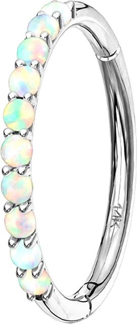 Actual product image Star Piercing Micro Segment Ring hinged 14k white gold side opals white (without brass, 14k gold)