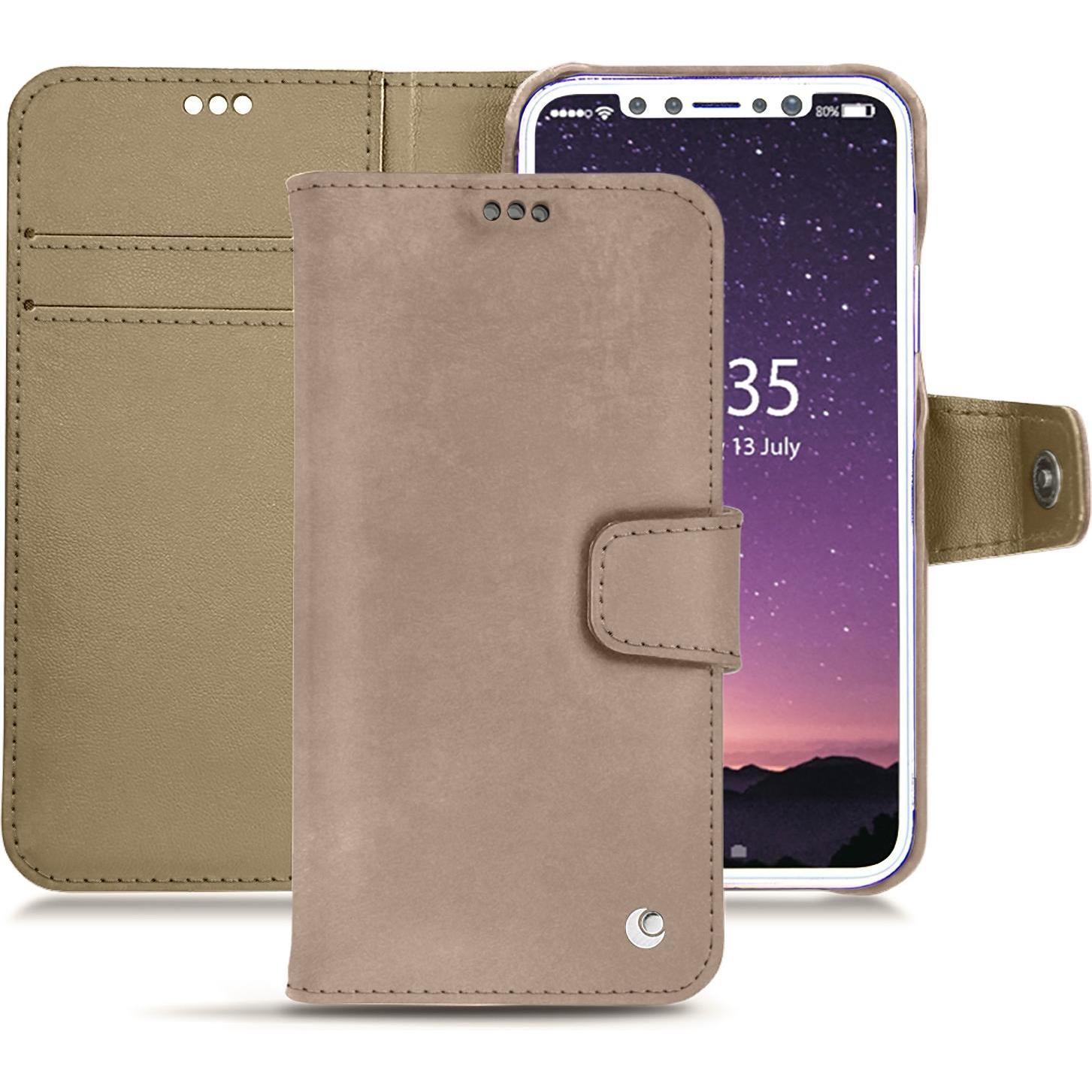 Noreve Lederschutzhülle Wallet (Apple iPhone X), Smartphone Hülle, Beige