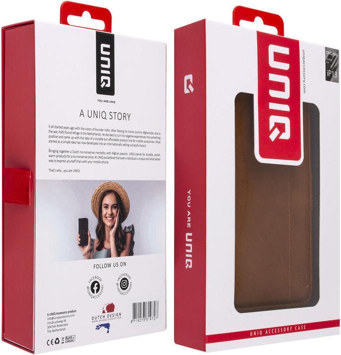 Actual product image UNIQ Accessory Case iPhone 13 - Book Case imitation leather brown with 3 card slots No.177 (Apple iPhone 13)