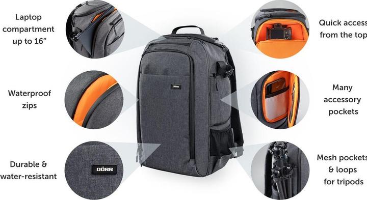 Immagine prodotto Dörr Zaino fotografico Prag Pro (Zaino per fotocamera, 20 l)