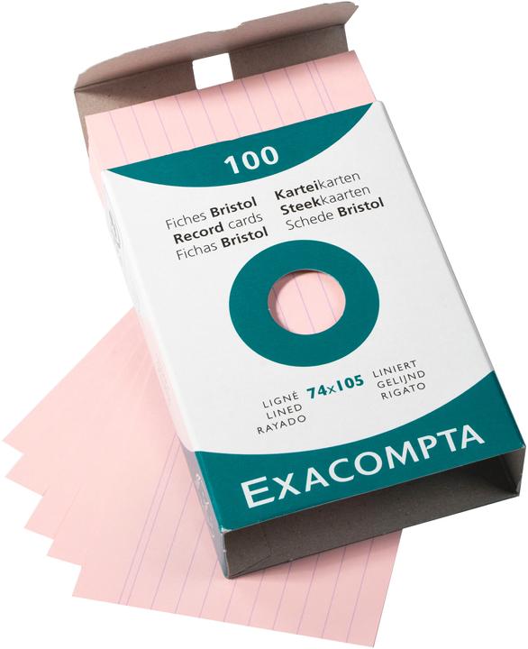 Actual product image Exacompta Index cards lined pink, 100 (A7, 205 g/m², 100 x)