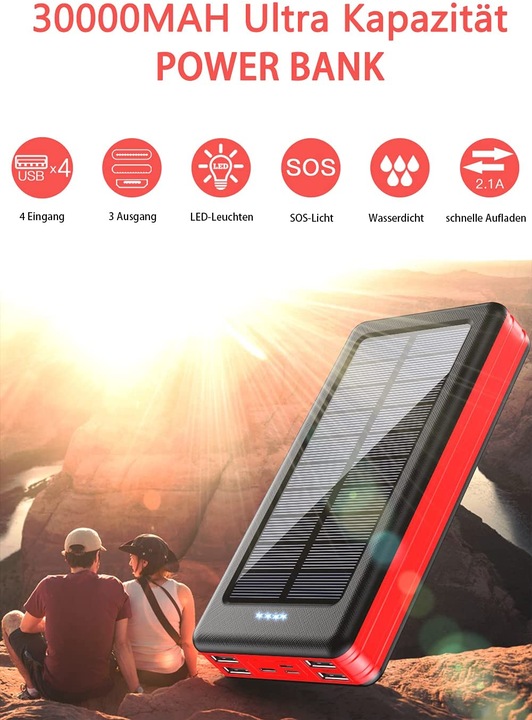 Produktbild Deteng Solar Powerbank (30000 mAh, 111 Wh)