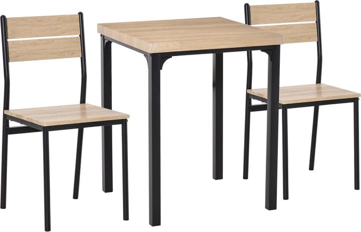 Produktbild Homcom Esstisch-Set mit 1 Tisch + 2 Stühlen (60 x 60 x 76 cm)